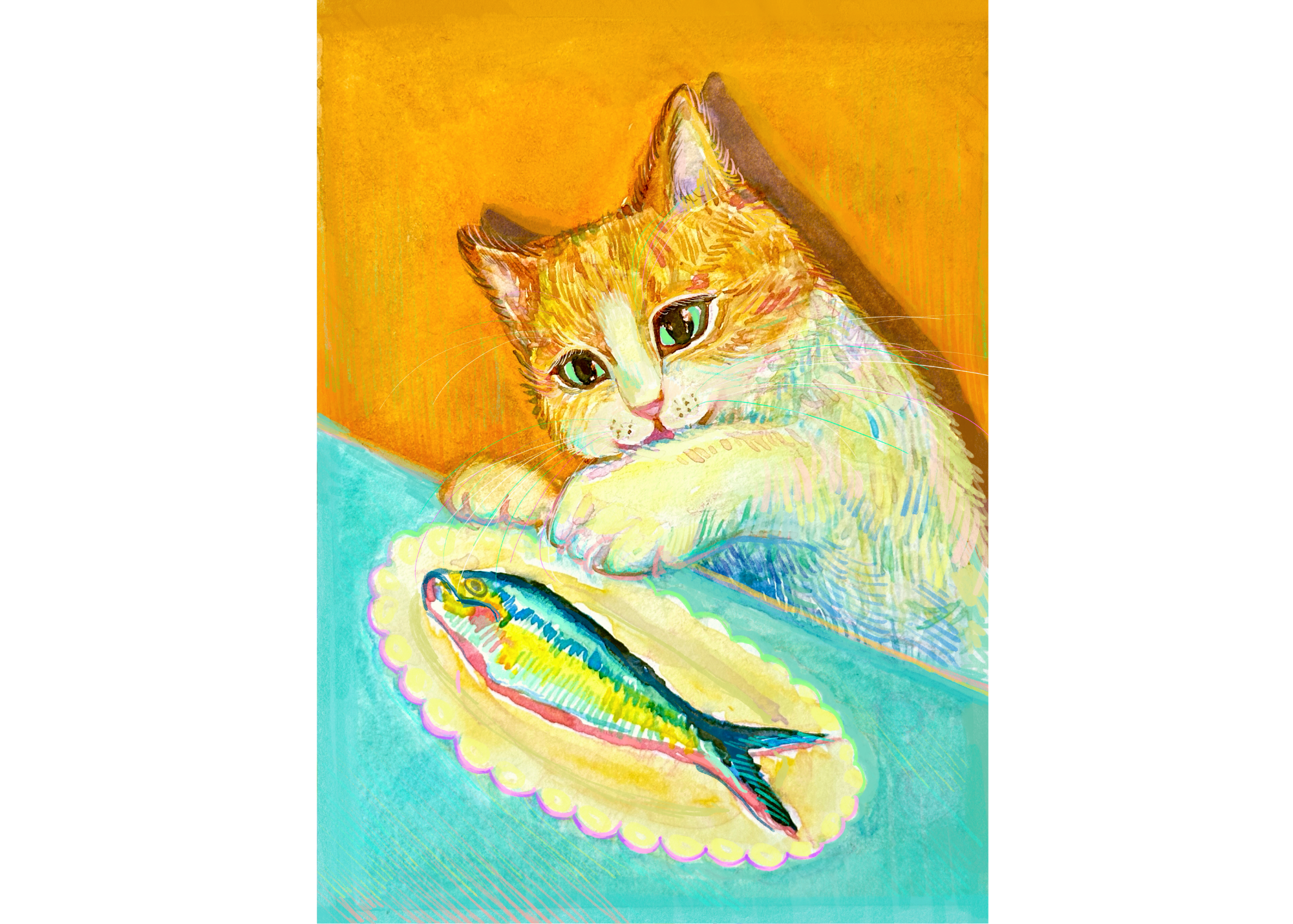 Sardine Cat Print 5x7"