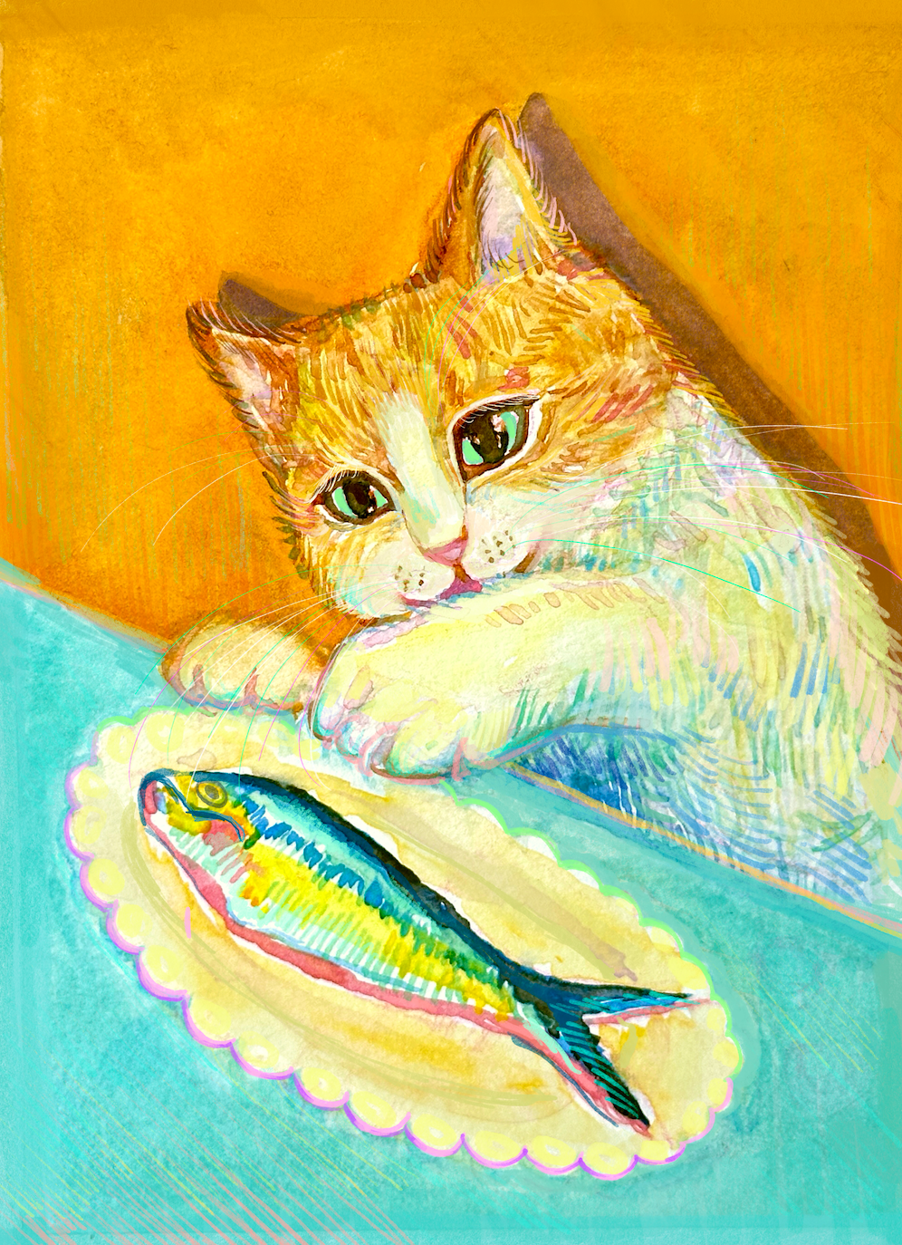 Sardine Cat Print 5x7"
